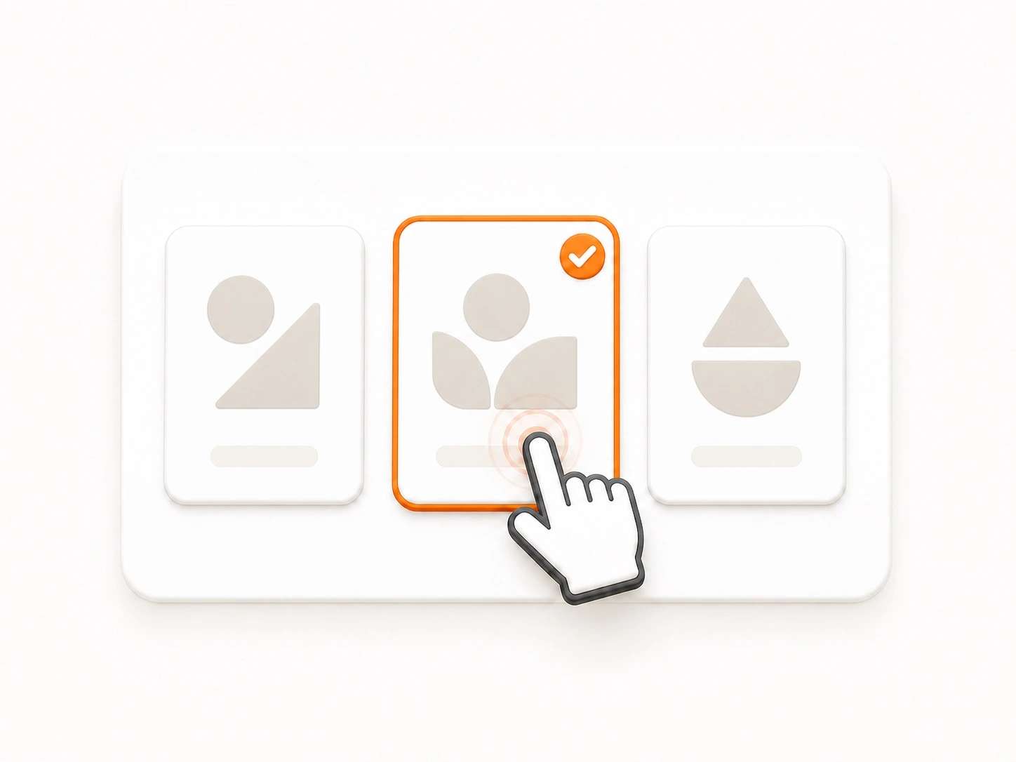 Cartoon illustration of selecting a brand card in the Branding Center