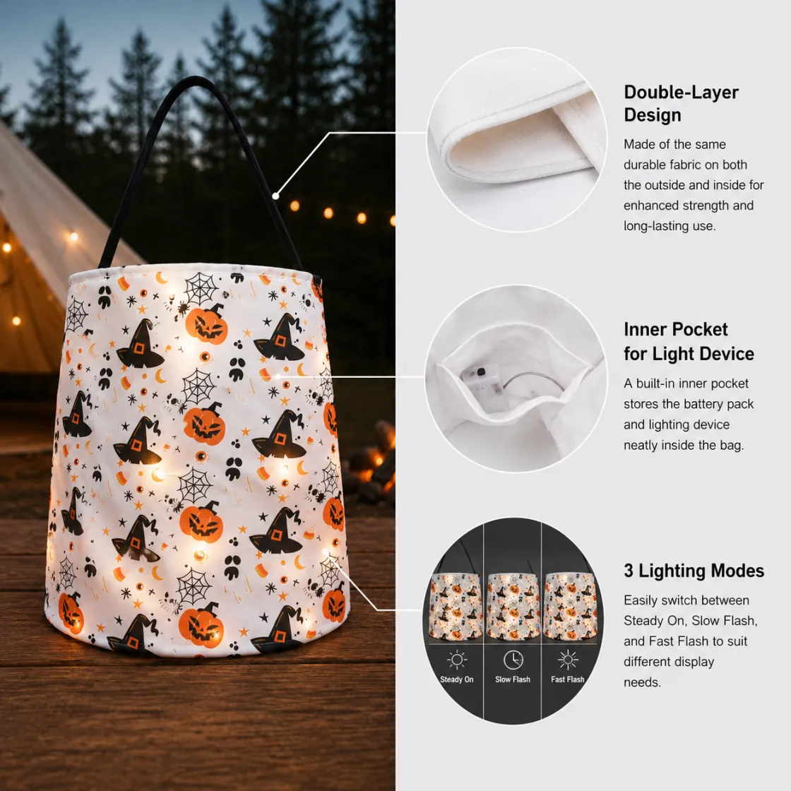 All-Over Print LED-Illuminated Bucket Bag