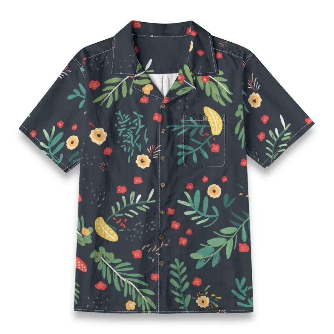 All-Over Print Men's Casual Hawaiian Short Sleeve Shirt | 140GSM Slub Cotton