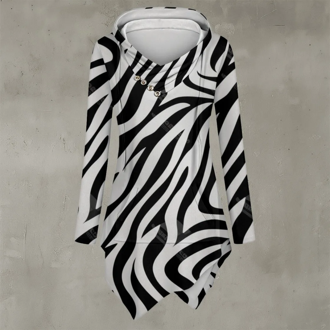All-Over Print Women's Asymmetric Hem Hoodie
