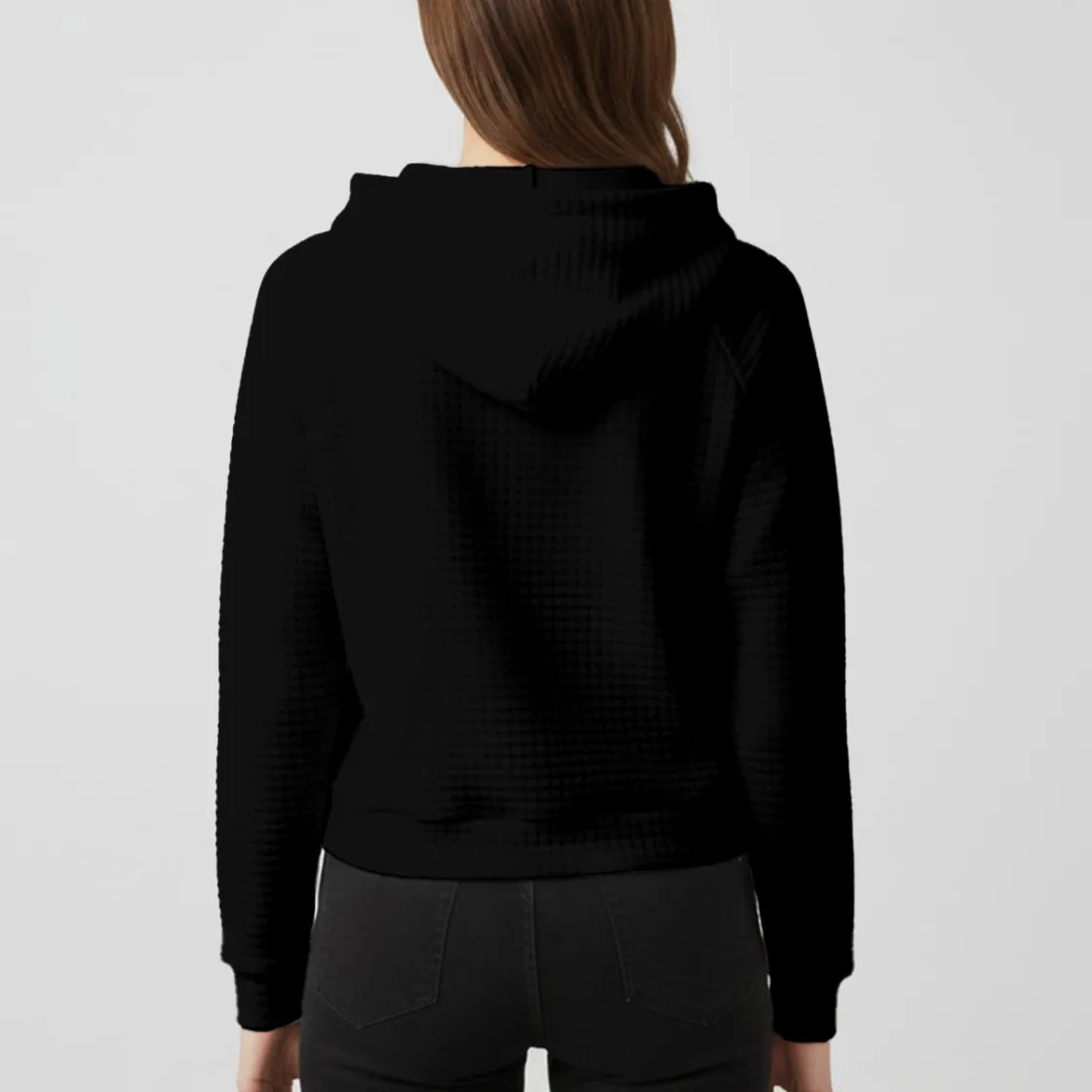 All-Over Print Women's waffle Hoodie With Raglan Sleeve