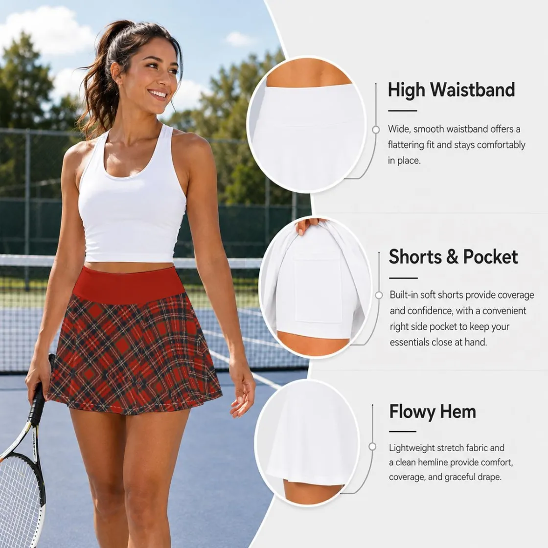 All-Over Print Women's Pleated Athletic Skort