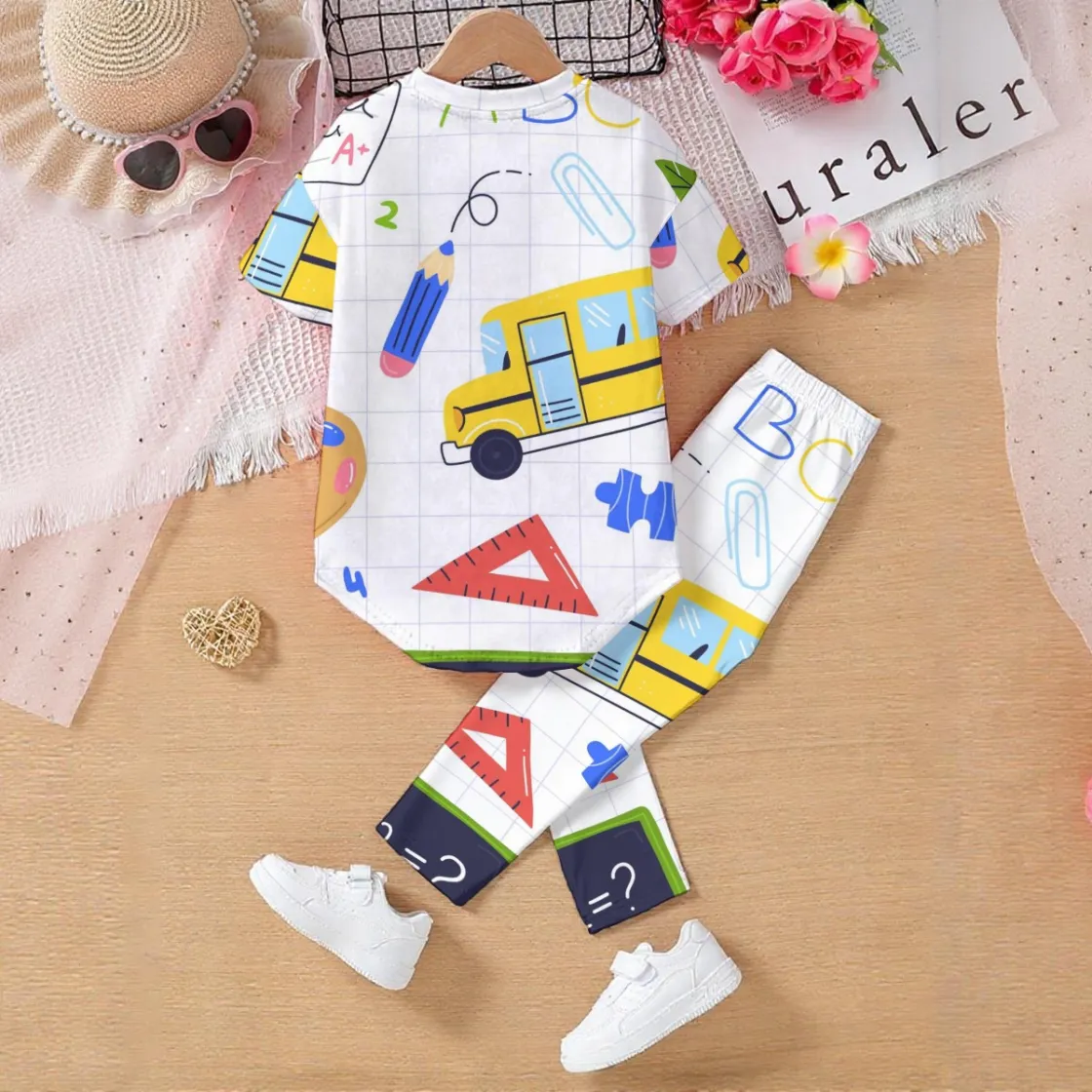 All-Over Print Kids' Casual Top and Pants Set