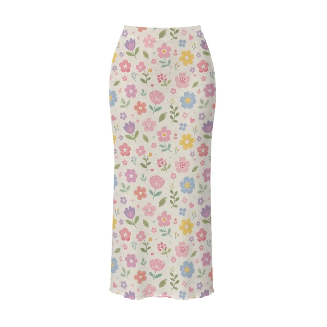 All-Over Print Women's High Neck Skirt Set With Thumb Hole
