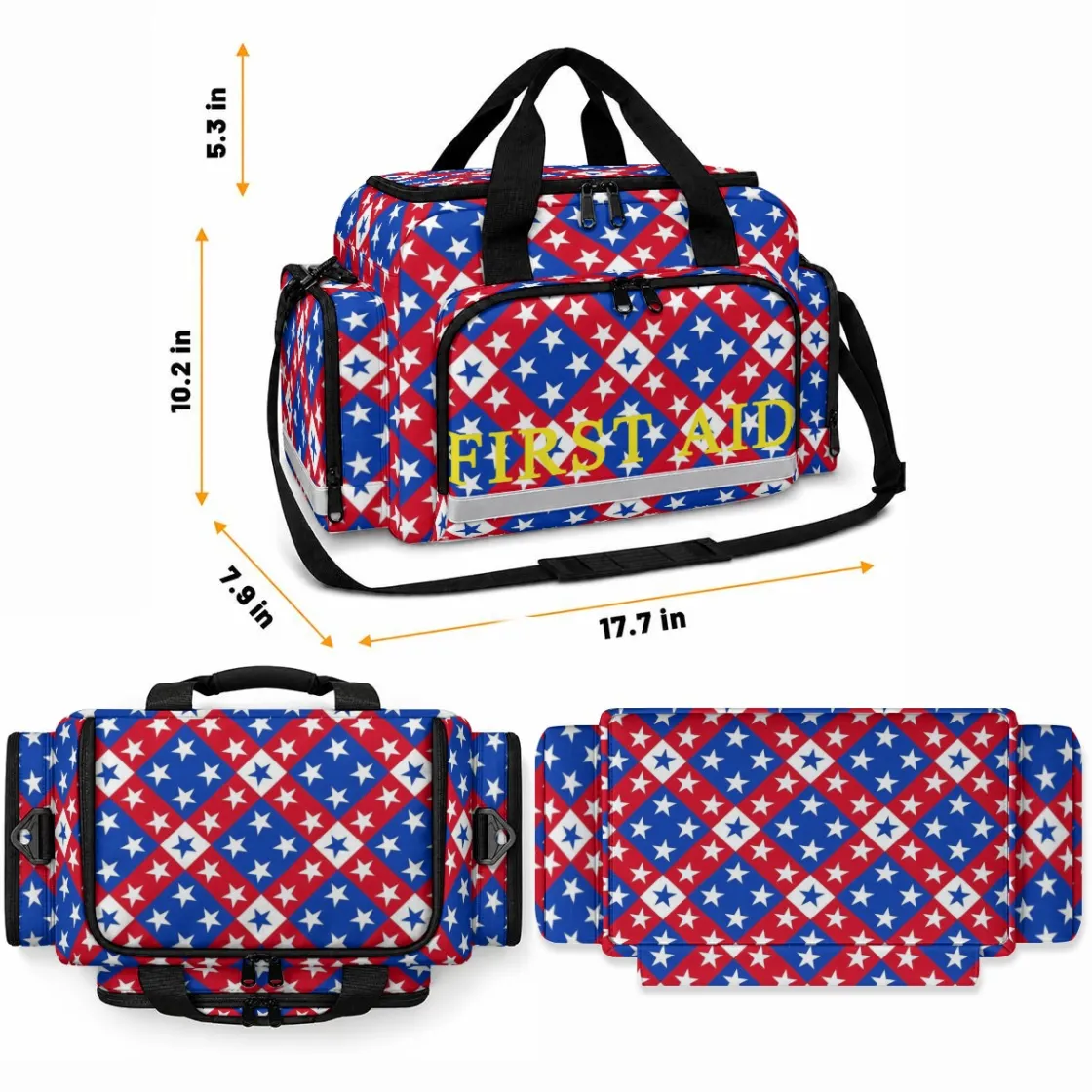 Large-Capacity First Aid Organizer Bag With Reflective Trim