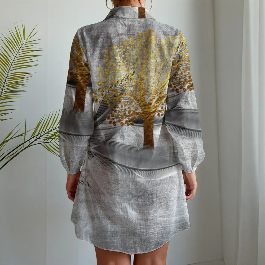 All-Over Print Women's Long Sleeve Shirt Dress