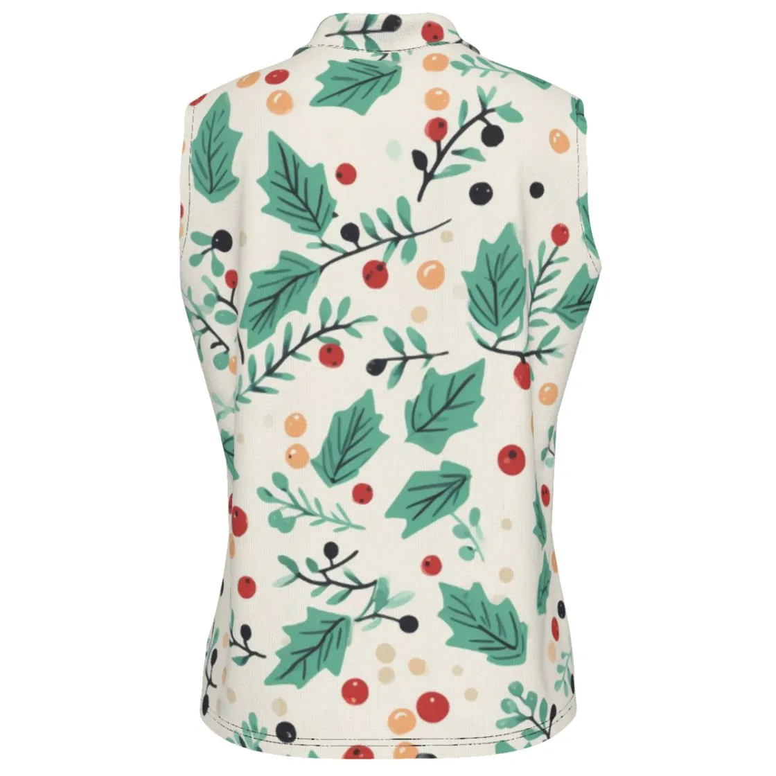 All-Over Print Women's High-Elastic Sleeveless Polo Shirt for Customized Client Orders