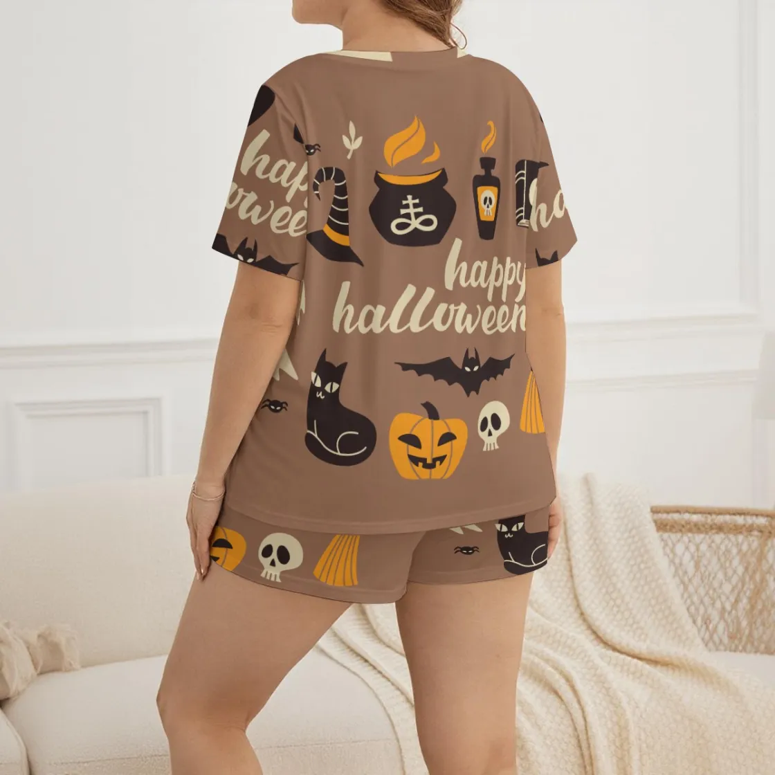 All-Over Print Women's Soft-Touch Pajama Set With Shorts