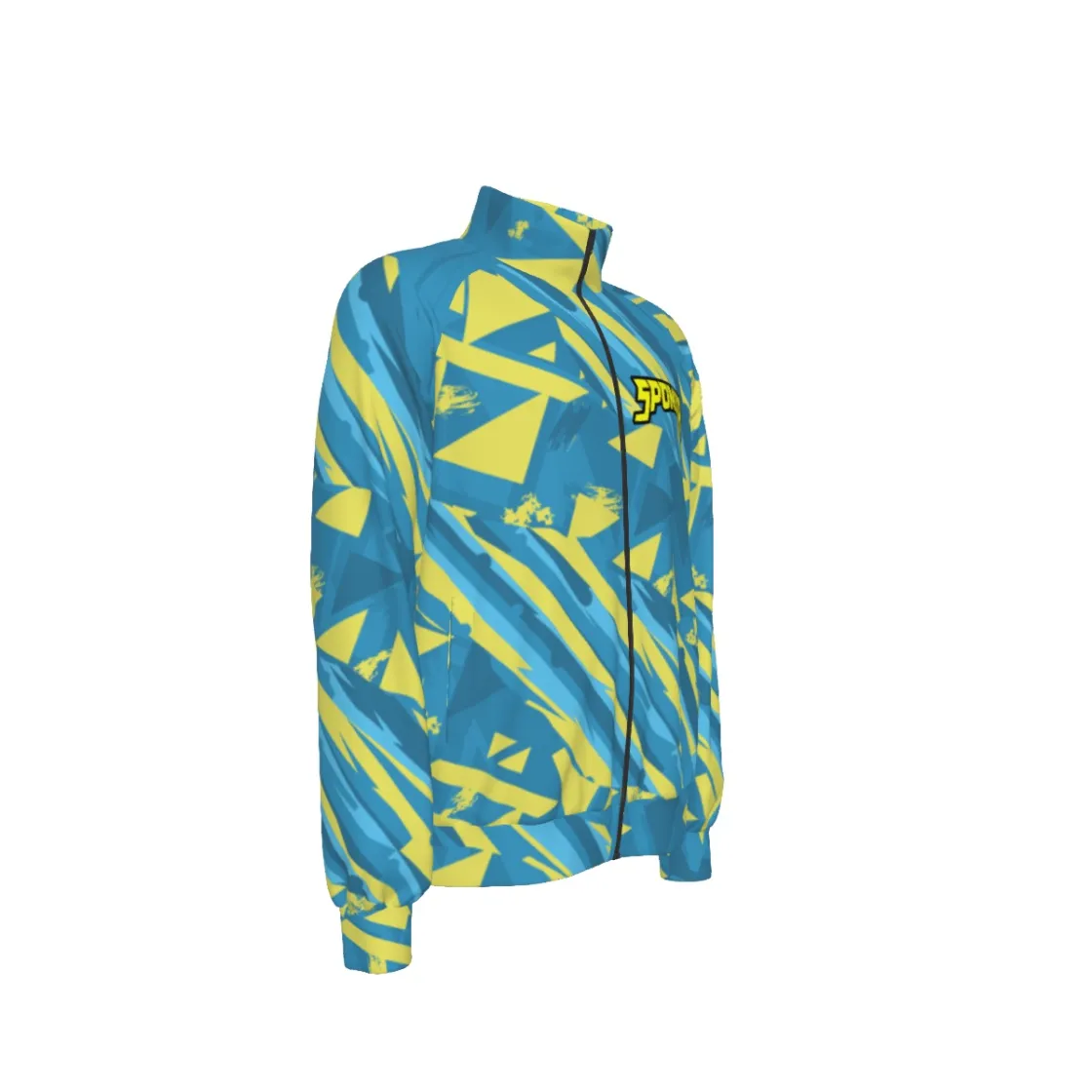 All-Over Print Men's Raglan-Sleeve Stand Collar Jacket
