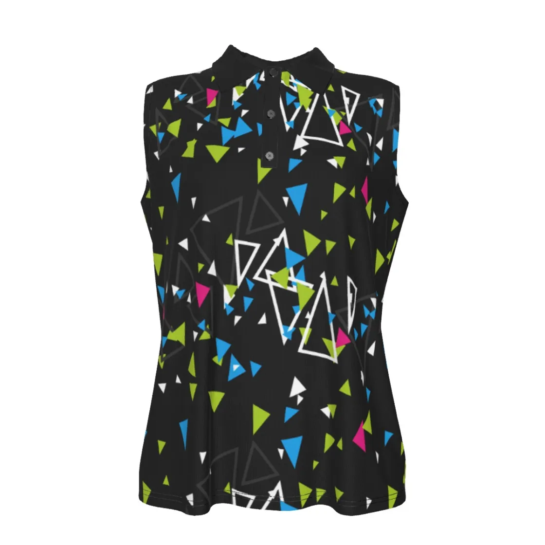 All-Over Print Women's High-Elastic Sleeveless Polo Shirt