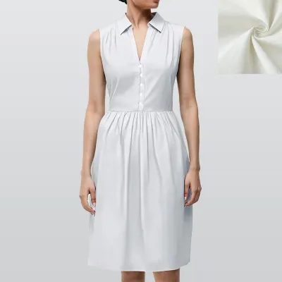 All-Over Print Women's Sleeveless Shirt Dress||140GSM Slub Cotton
