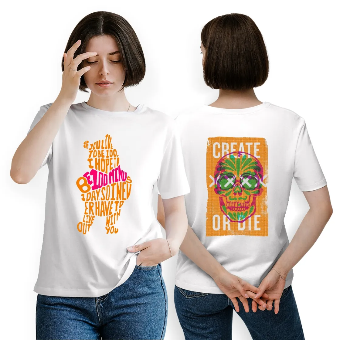 Women's Essential Crew Neck T-Shirt Printed in USA|180GSM Front & Back DTF