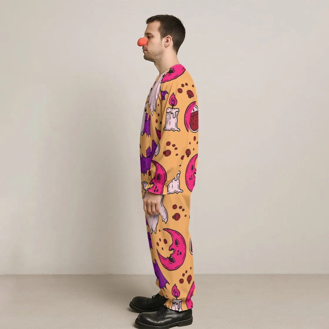All-Over Print Men's Lightweight Breathable Clown-Style Jumpsuit