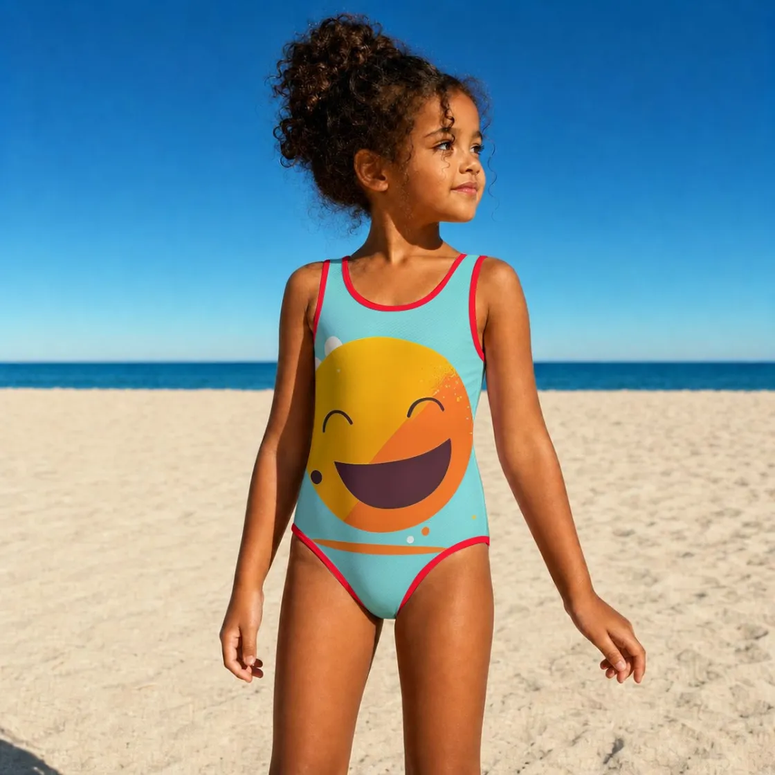 All-Over Print Girls' Sleeveless One-Piece Swimsuit