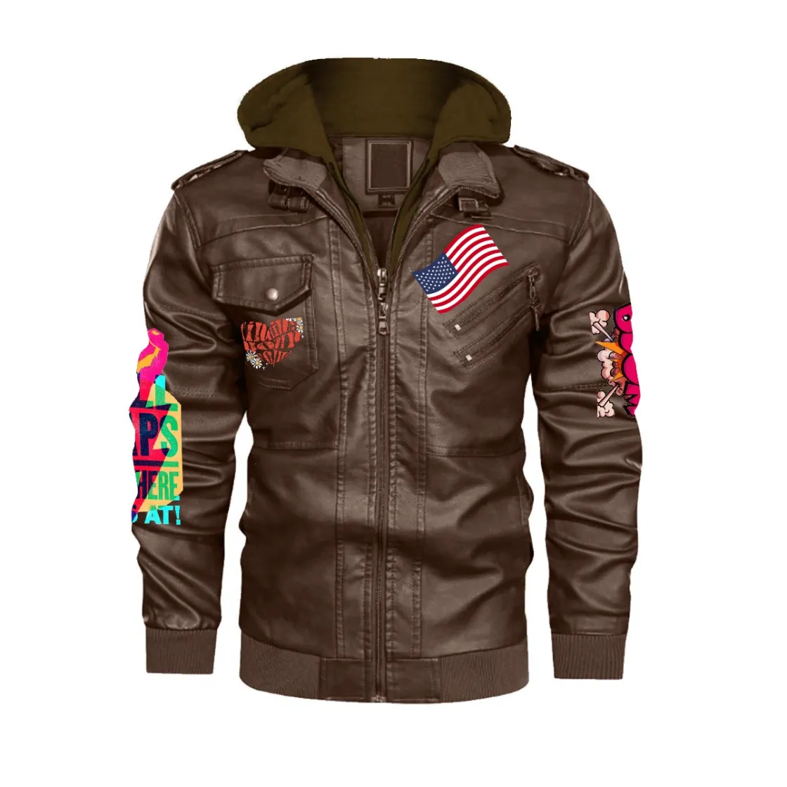 Men's Zip Leather Jacket |DTF