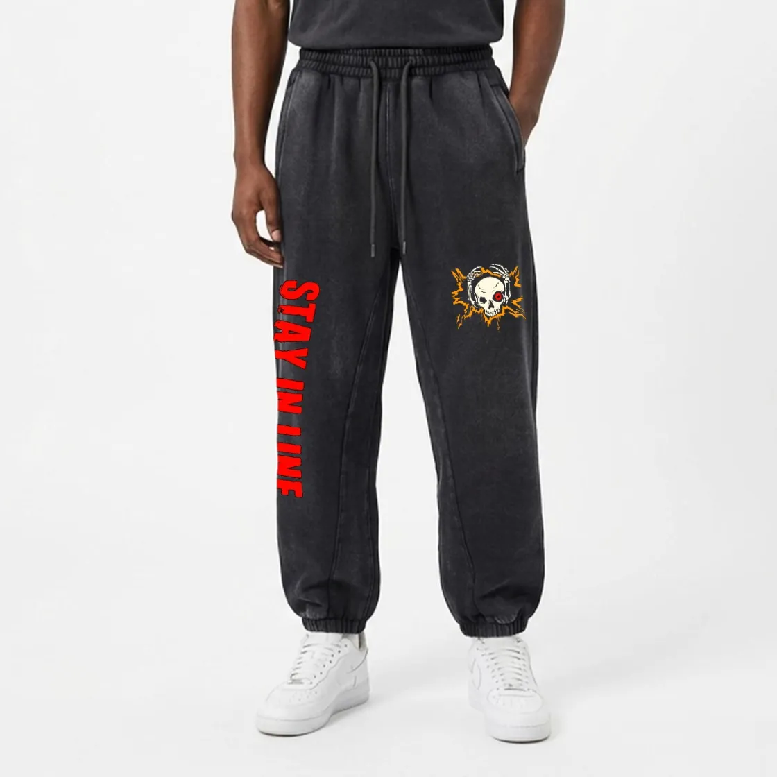 Heavyweight Fleece-Lined Washed Jogger Pants for Men|355GSM DTF