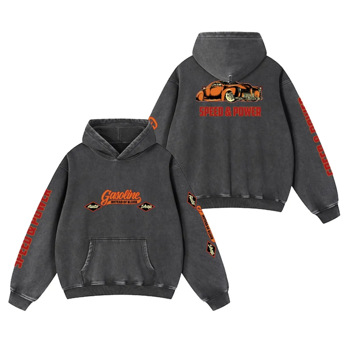 Men’s Fleece-Lined Vintage Wash Hoodie|355GSM DTG