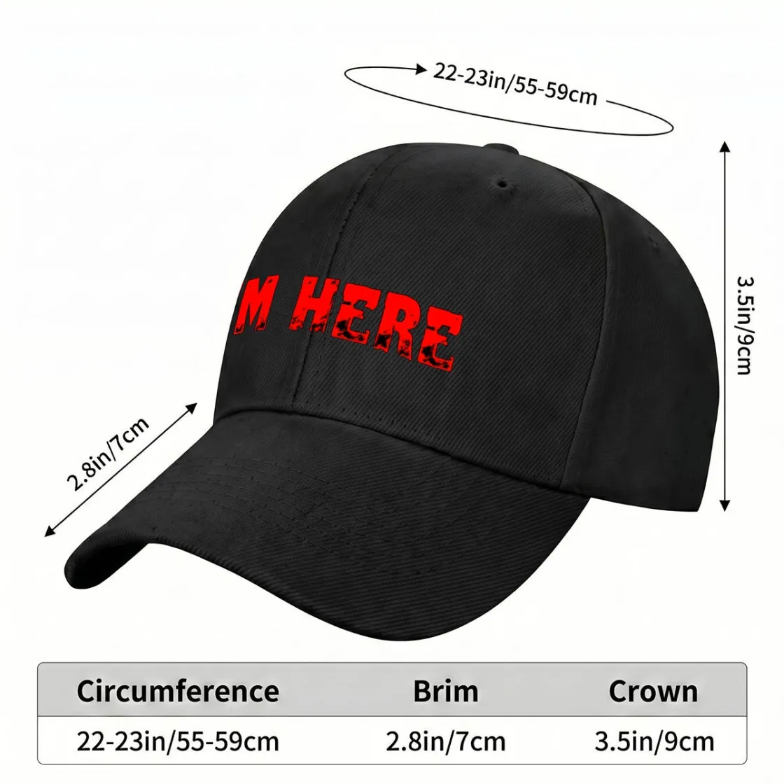 Curved Brim Baseball Cap Printed in Canada