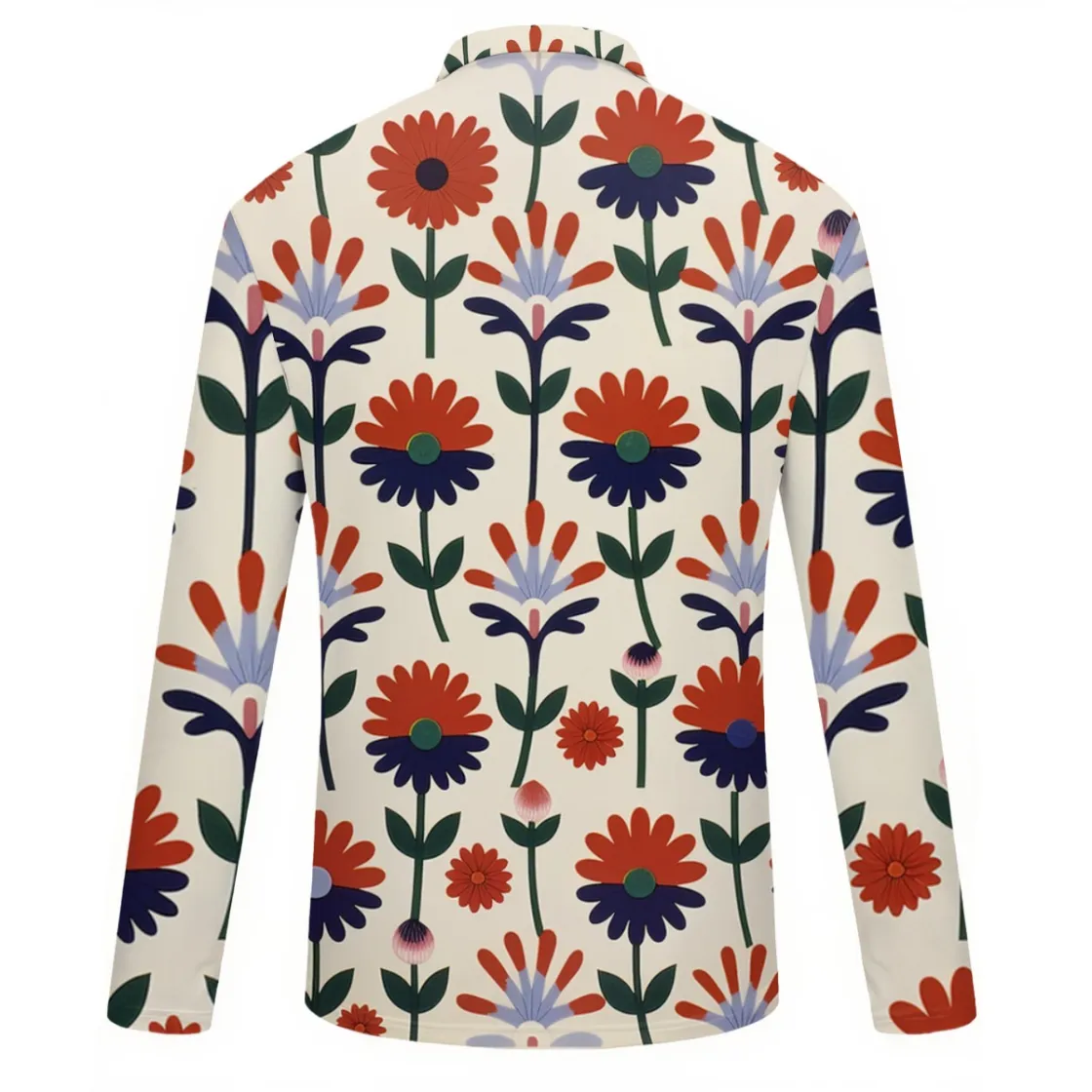 All-Over Print Women's Quarter Zip Sport Shirt With  Long Sleeve
