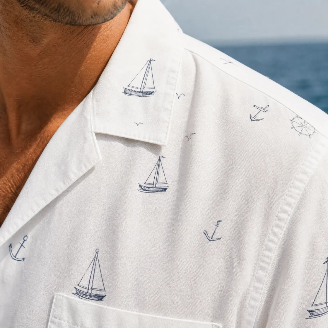 All-Over Print Hawaiian Shirt With Pocket|115GSM Cotton poplin