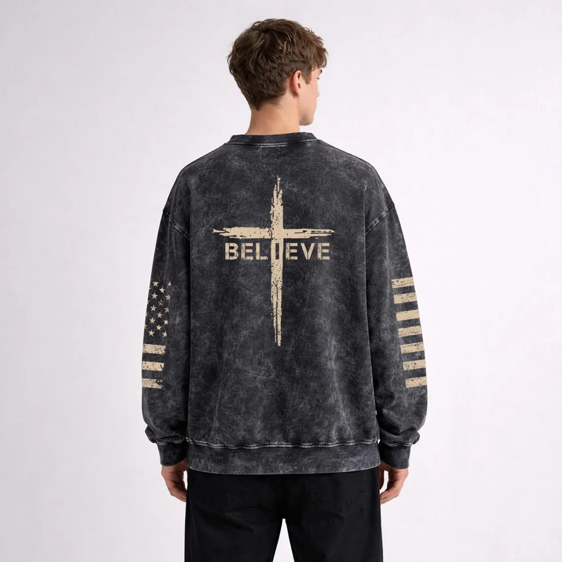 Men’s Distressed Vintage Wash Sweatshirt|360GSM DTF