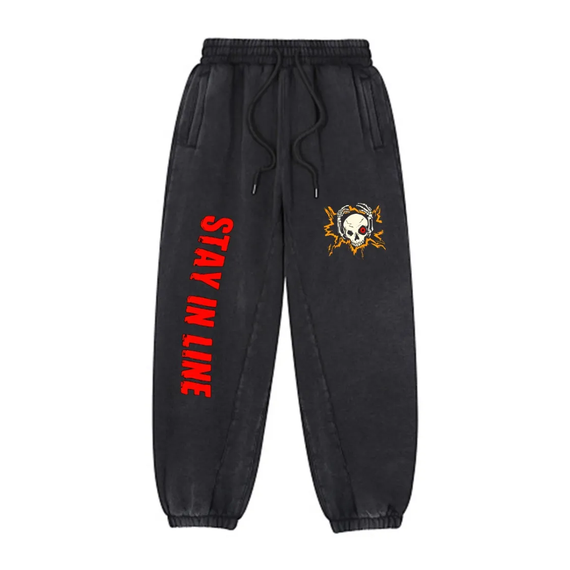 Heavyweight Fleece-Lined Washed Jogger Pants for Men|355GSM DTF