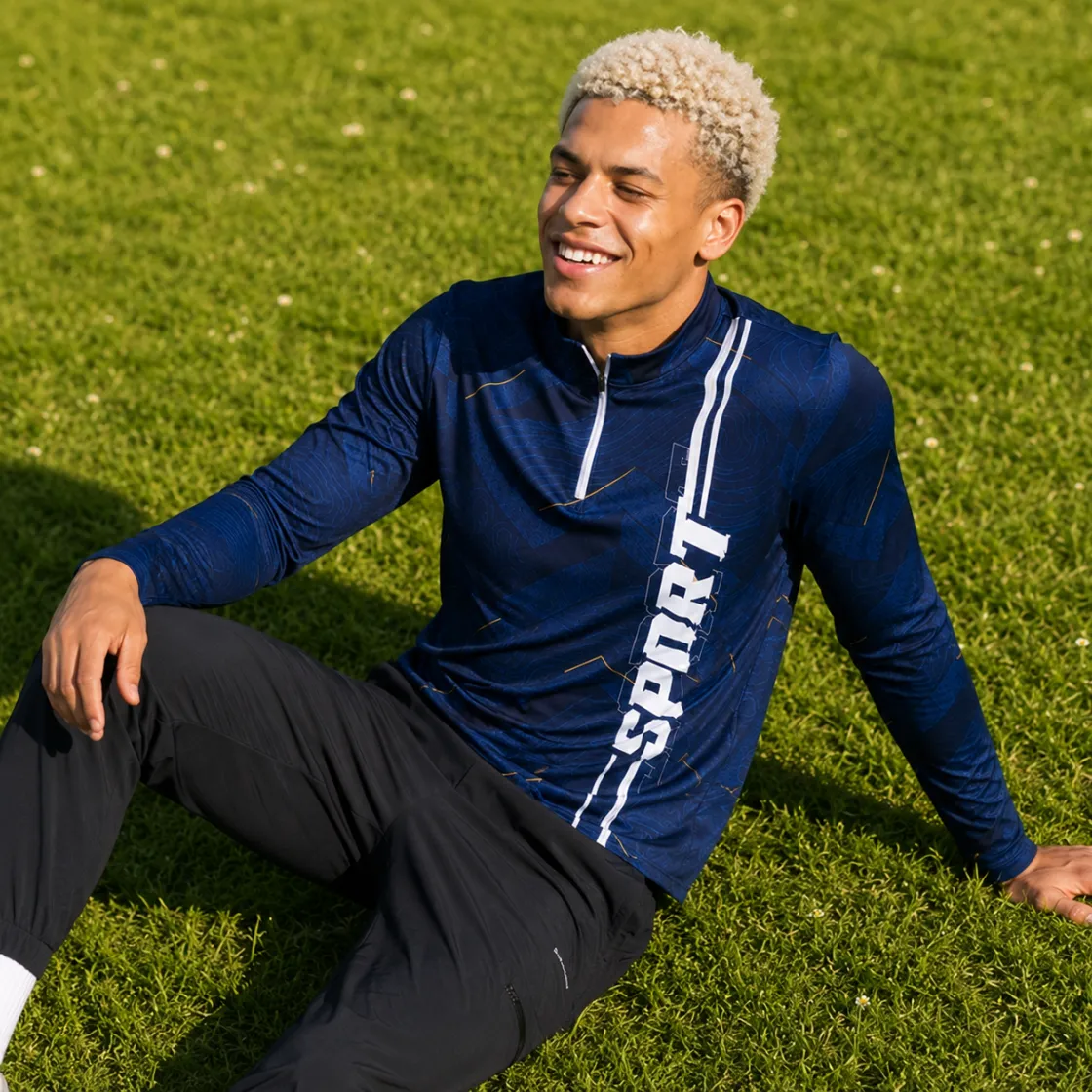 All-Over Print Men's Sports Collar Jersey With Long Sleeve| Interlock