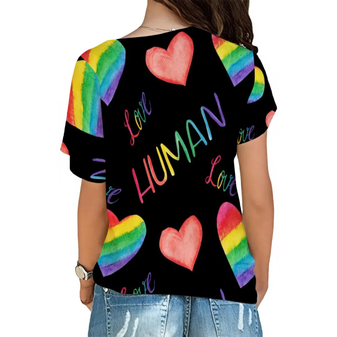 All-Over Print Women's T-shirt With Elastic Band