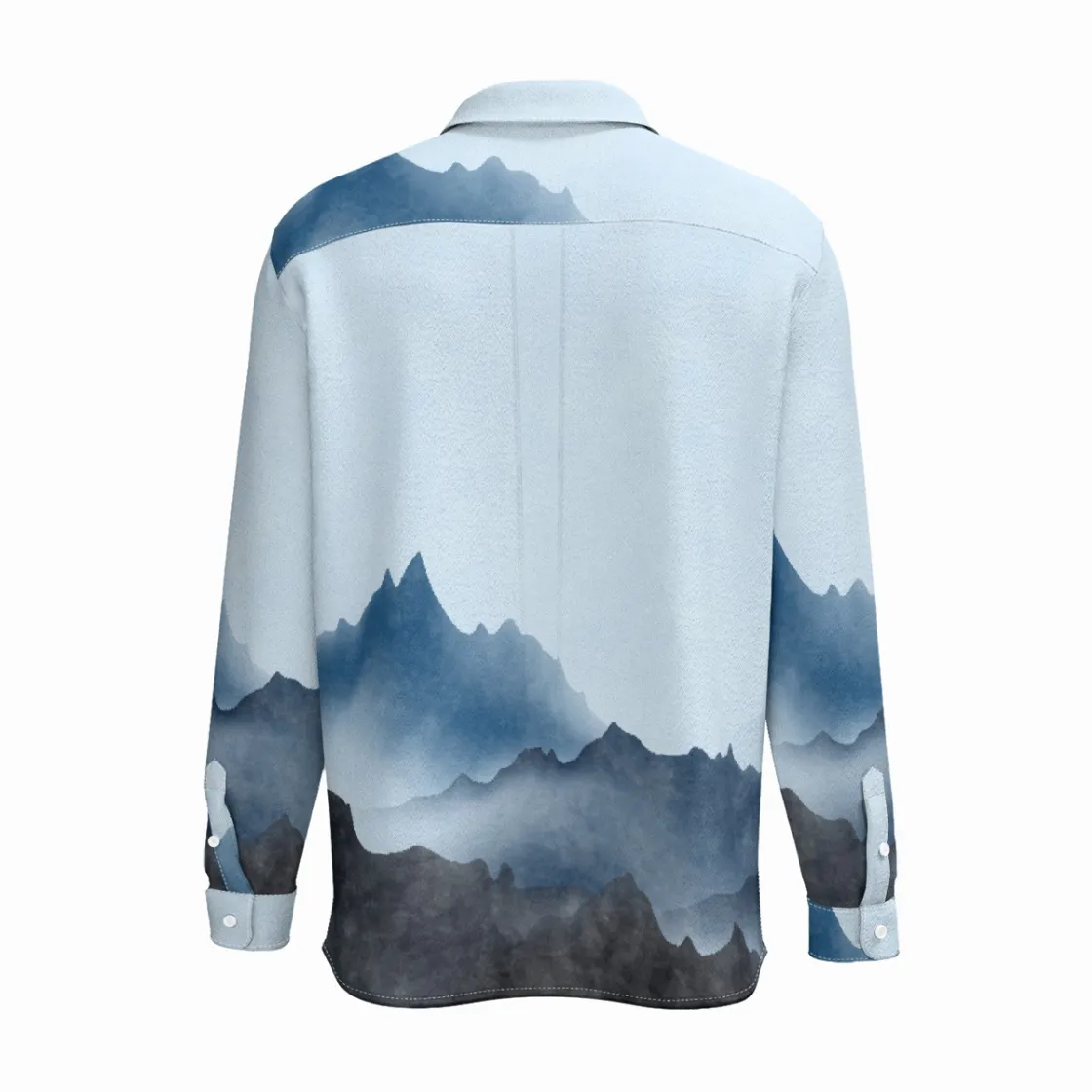 All-Over Print Men's Business Long Sleeve Pocket Shirt|115GSM Cotton poplin