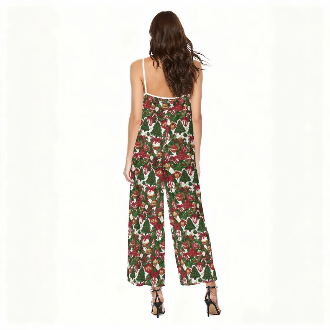 All-Over Print Women's satin suspender jumpsuit