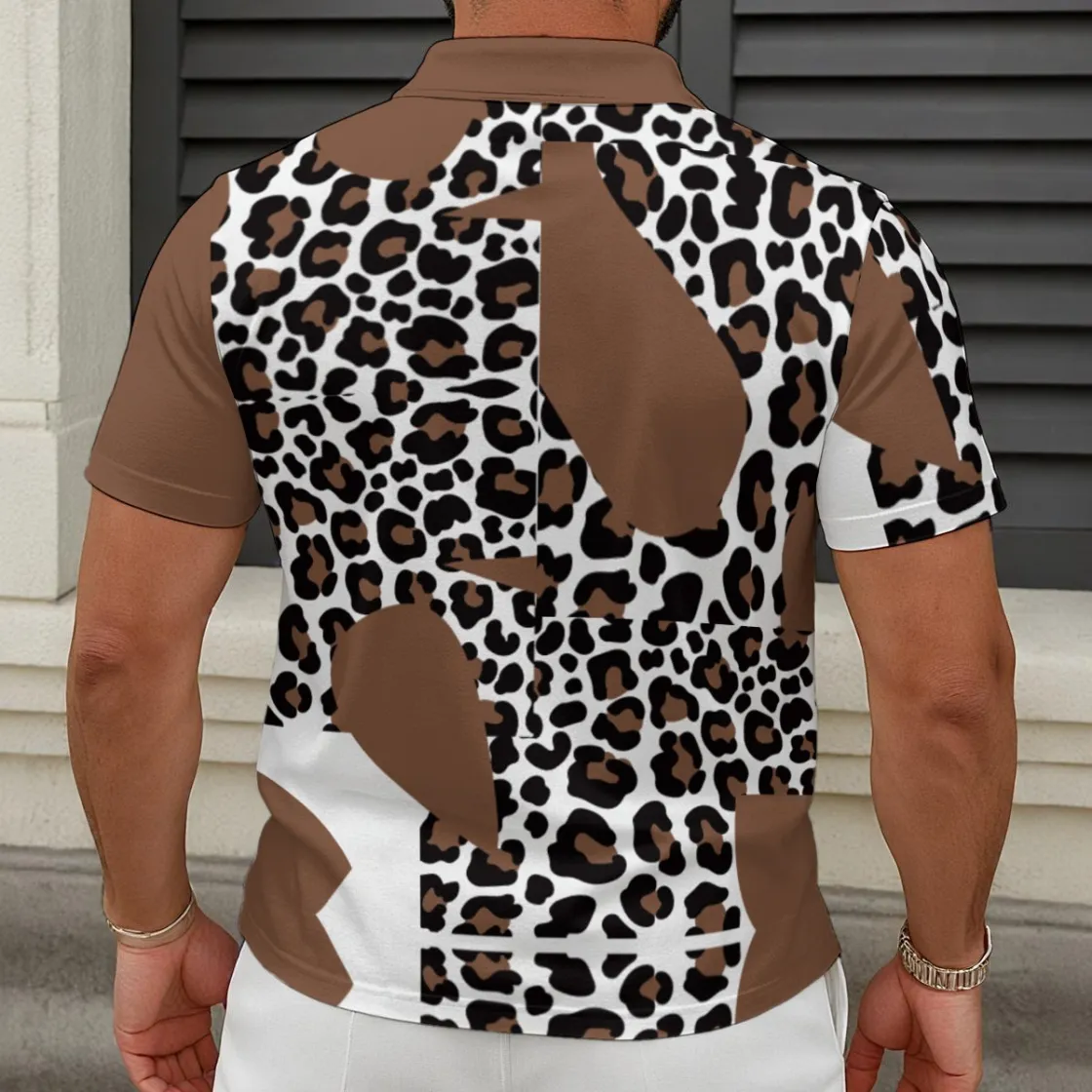 All-Over Print Men'S Short-Sleeved Zip Polo Shirt|180GSM