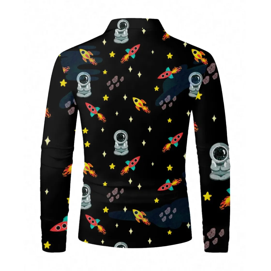 All-Over Print Men's Polo Shirt With Long Sleeve
