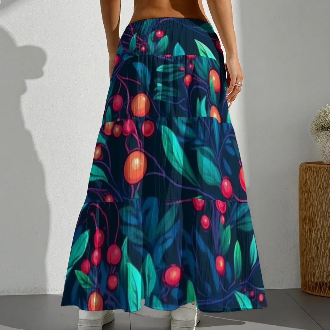 All-Over Print Women's Pleated Long Skirt