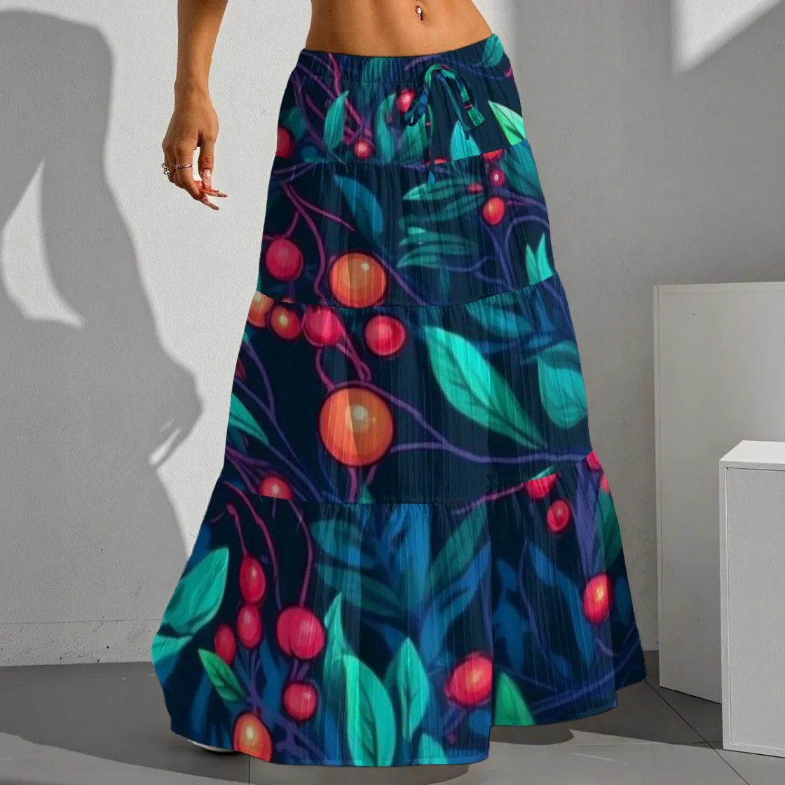 All-Over Print Women's Pleated Long Skirt