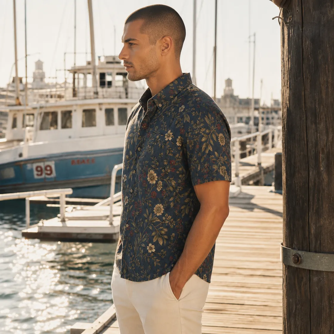 All-Over Print Men's Breathable Shirt|140GSM Slub Cotton