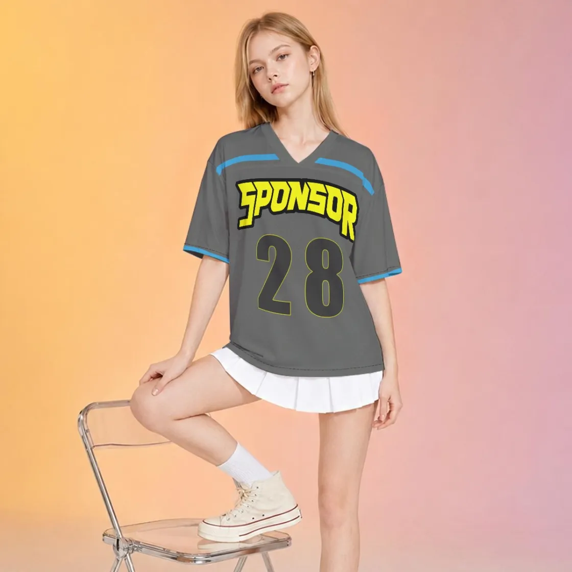 All-Over Print Unisex Panelled V-Neck T-Shirt