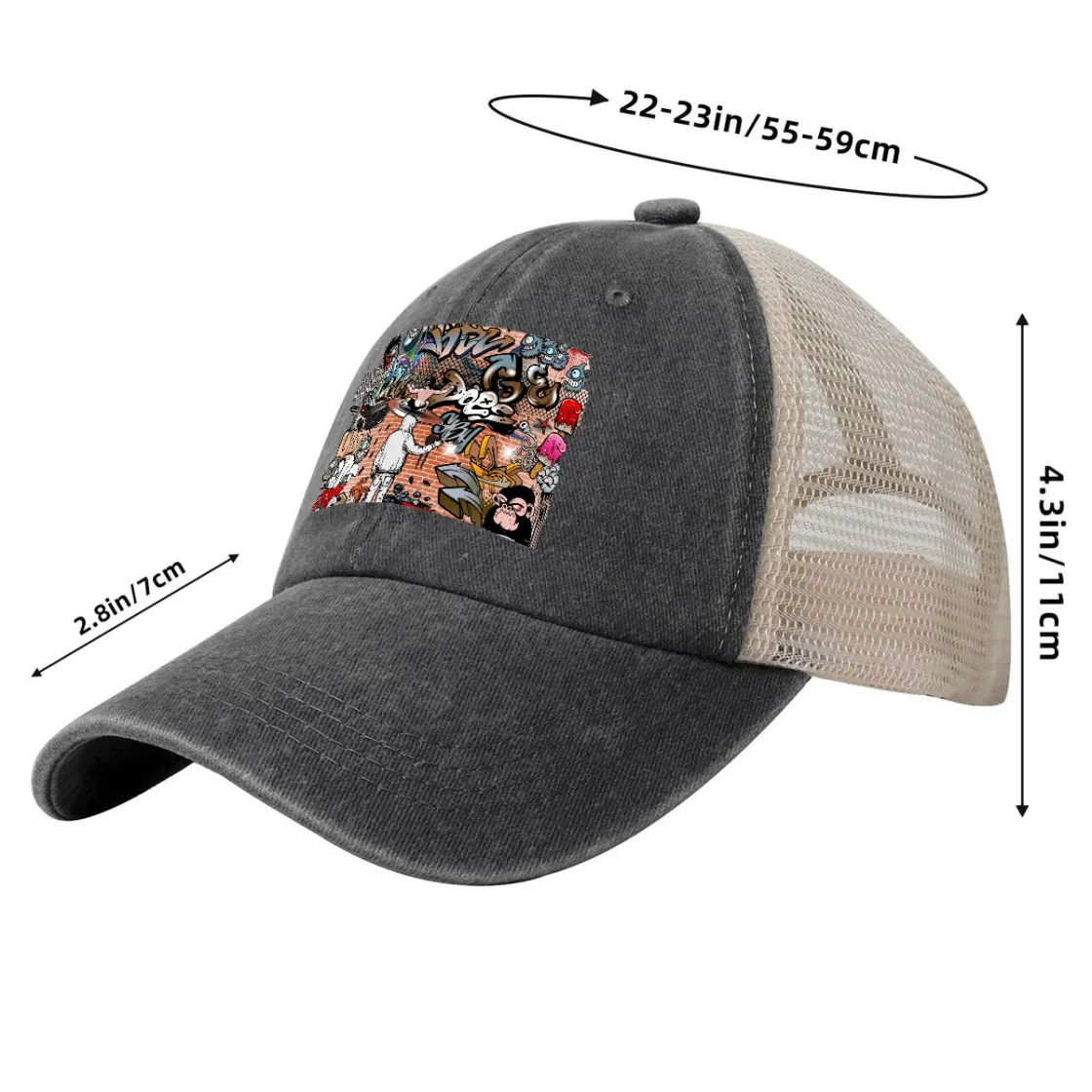 Vintage Washed Denim Mesh Cap Printed in USA
