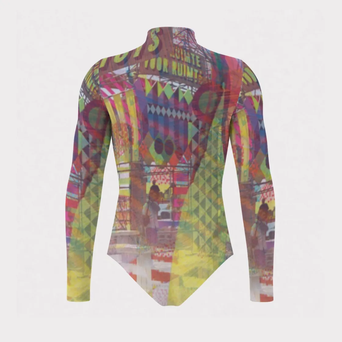 All-Over Print Men's Mesh Turtleneck Long Sleeve Bodysuit