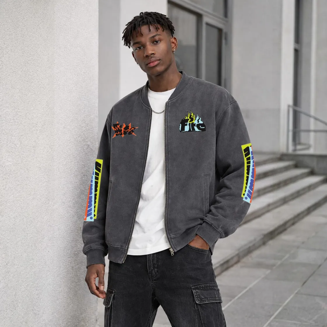 Men’s Fleece-Lined Vintage Wash Zip Hoodie|360GSM DTG