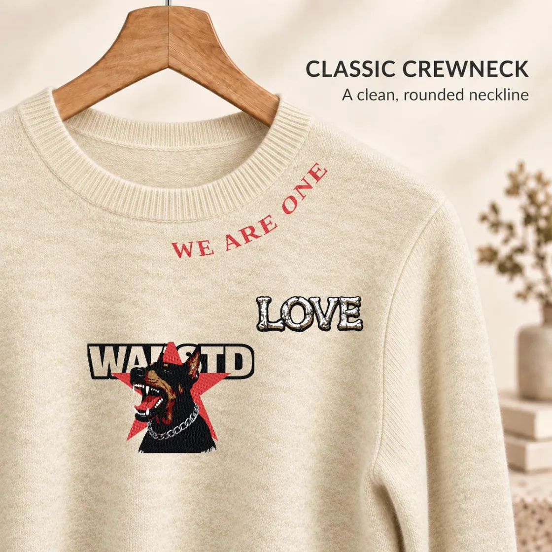 Unisex Soft Wool-Blend Crewneck Knit Sweater|Embroidery