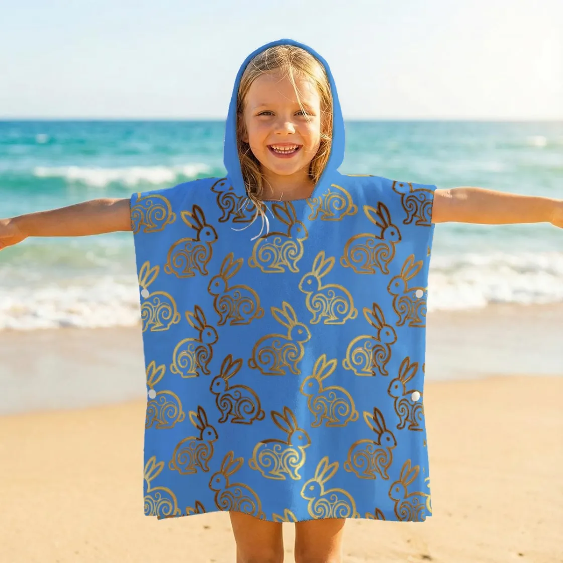 All-Over Print Kid's Hooded Towel Poncho