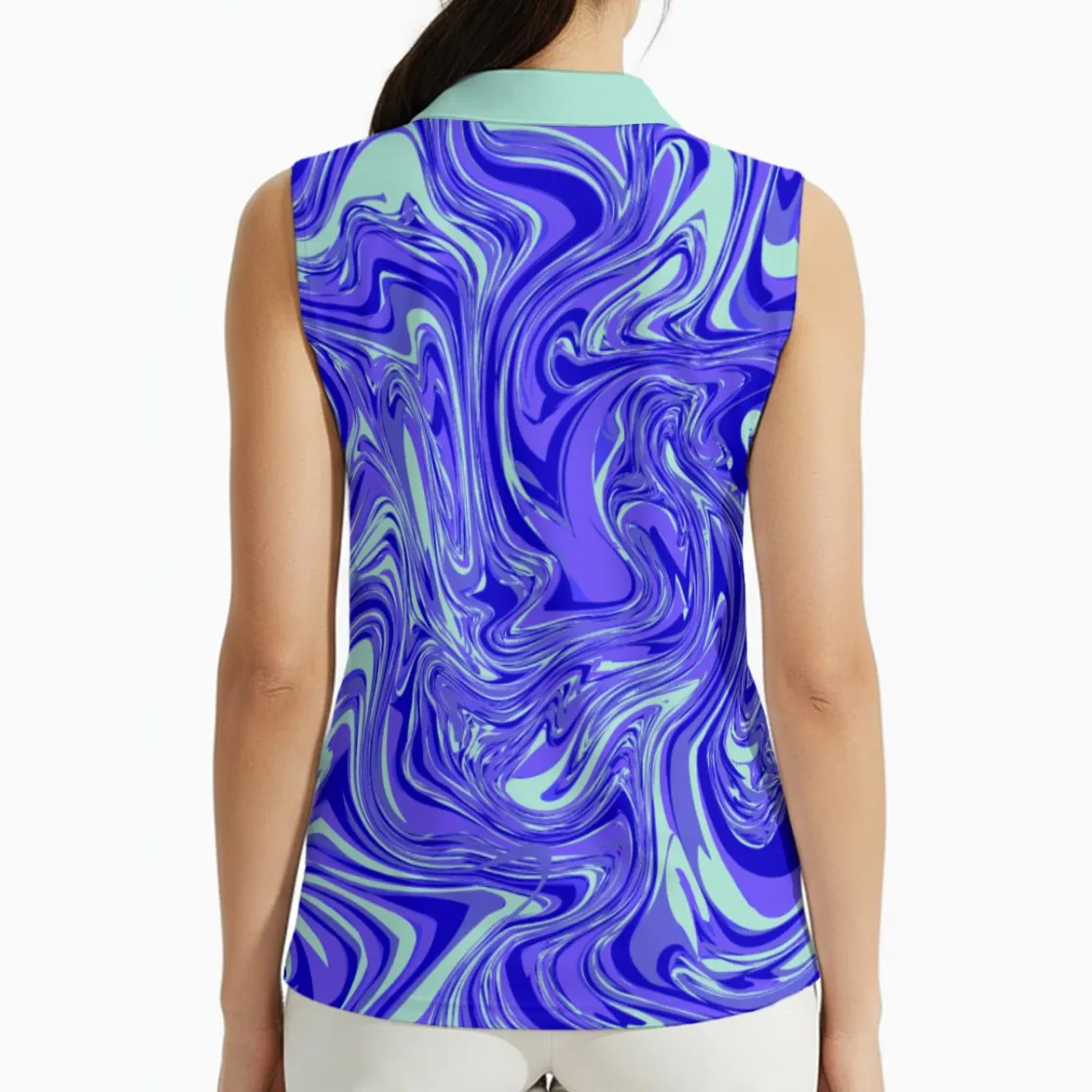 All-Over Print Women's High-Elastic Sleeveless Polo Shirt