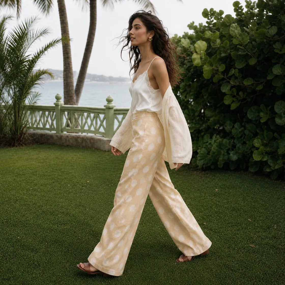 All-Over Print Women's High Waist Wide Leg Trousers