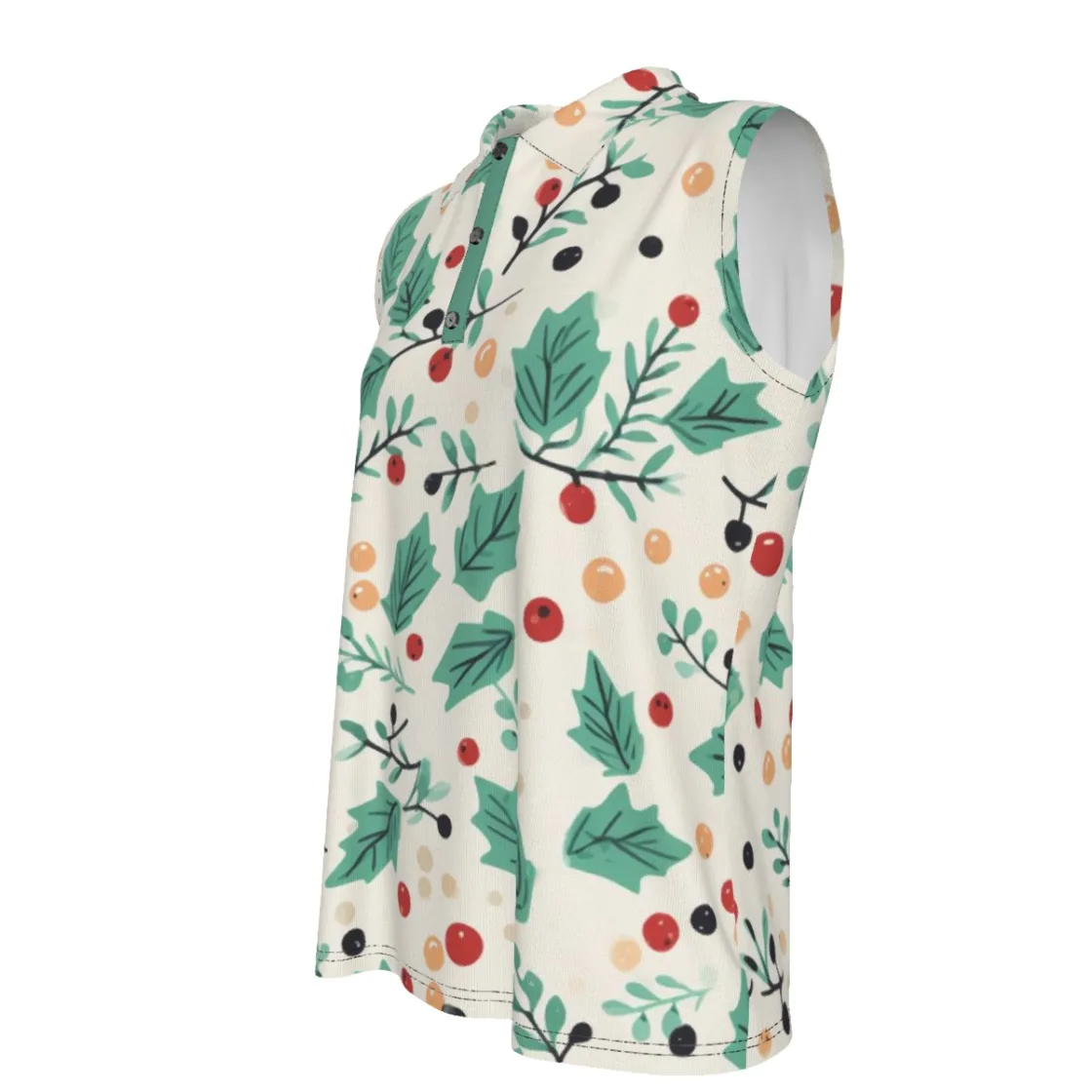All-Over Print Women's High-Elastic Sleeveless Polo Shirt for Customized Client Orders
