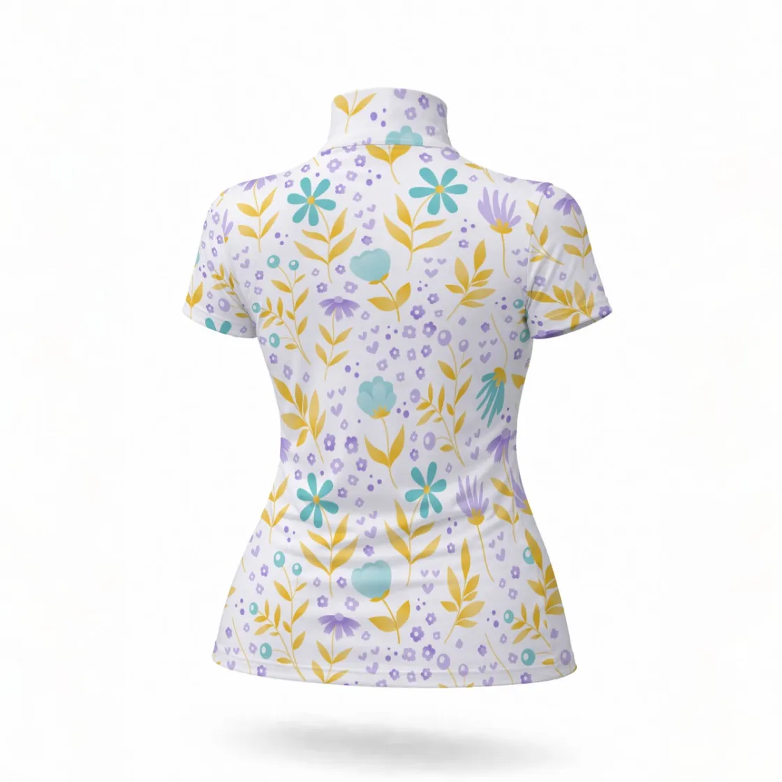 All Over Print Women's Short Sleeve Stand Collar T-Shirt