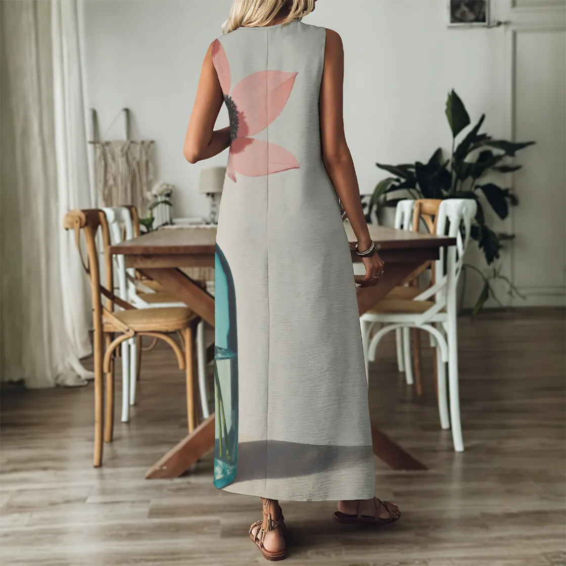 All-Over Print Women's V-Neck Long Dress