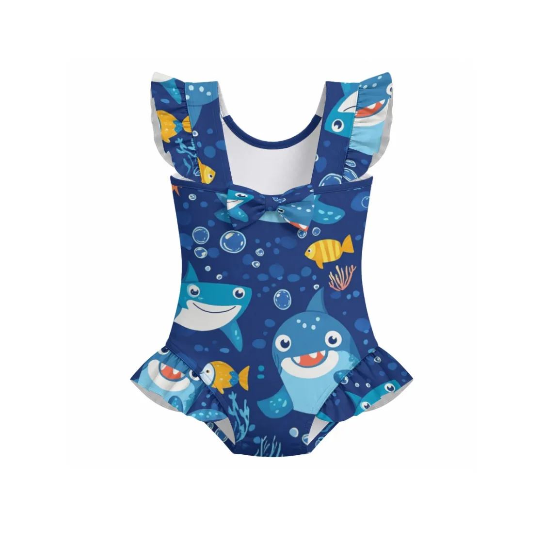 All-Over Print Girls' Ruffle Sleeve Swimsuit