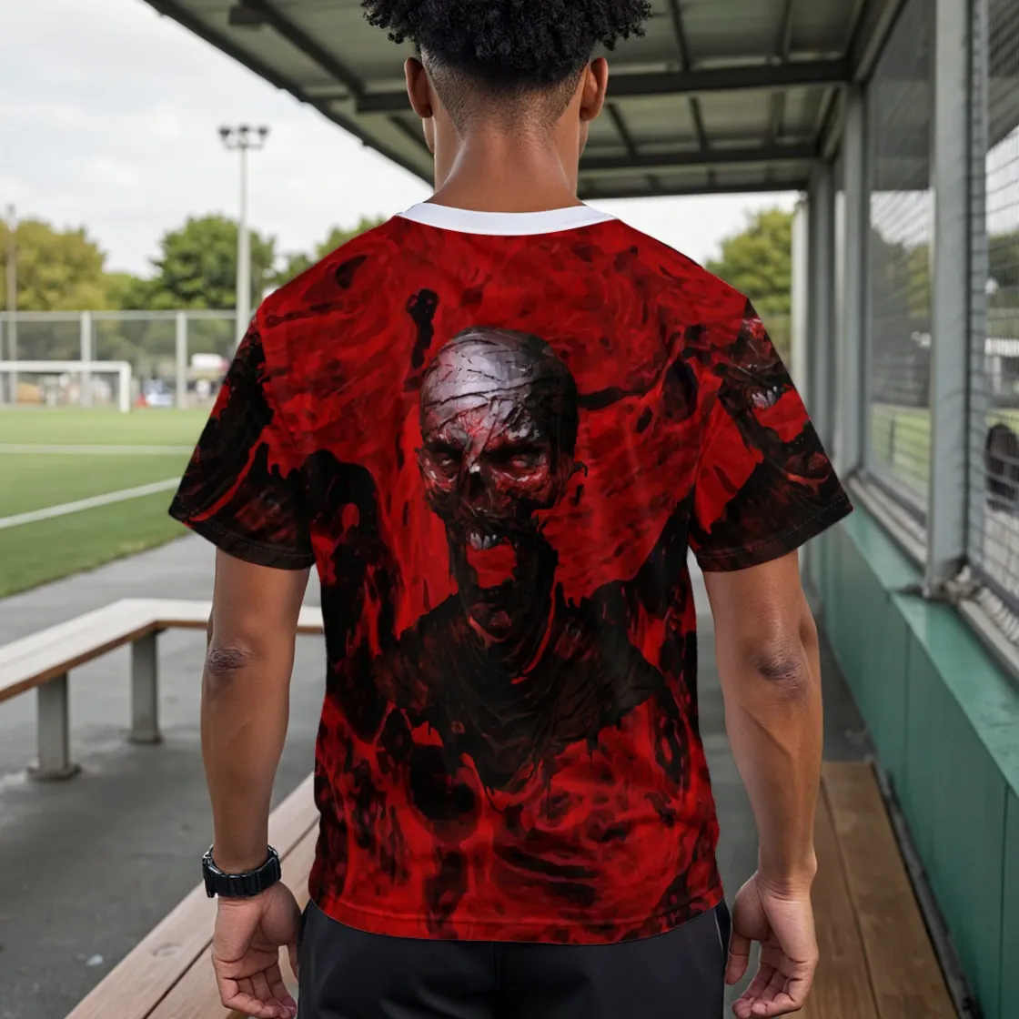 All-Over Print Drop Shoulder Crew Neck T-Shirt