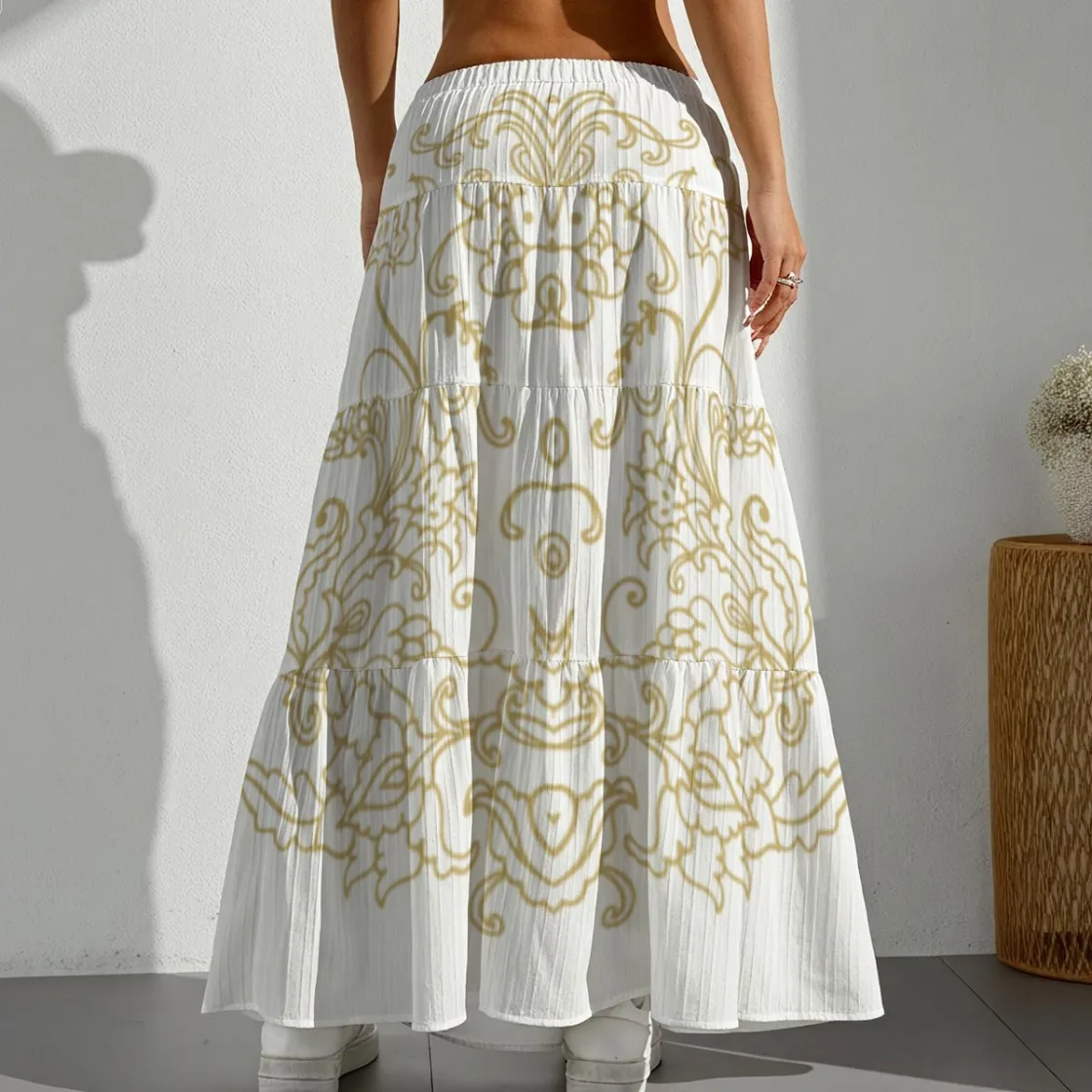 All-Over Print Women's Pleated Long Skirt