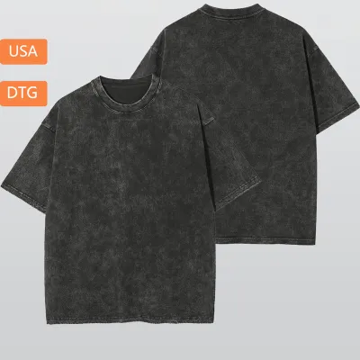 Unisex Heavyweight Washed T-shirt Printed in USA|250GSM Cotton DTG  Double-sided